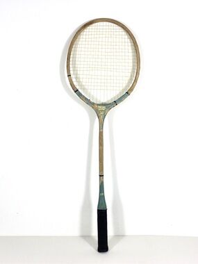 Vintage Blue Wooden Badminton Racket for Designer Decorating Wood Racquet Beach